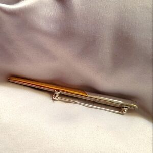 Vintage Monet Bar Pin Brooch Silver and Gold Tone